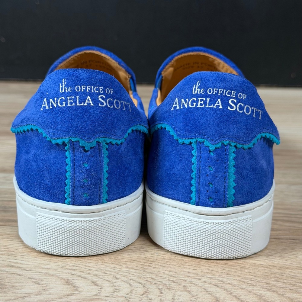 The Office of Angela Scott Sneakers Womens 7 Blue White Harper Suede Wingtip - Picture 5 of 7